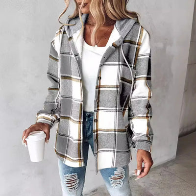 HIGHLAND PLAID HOODED COAT