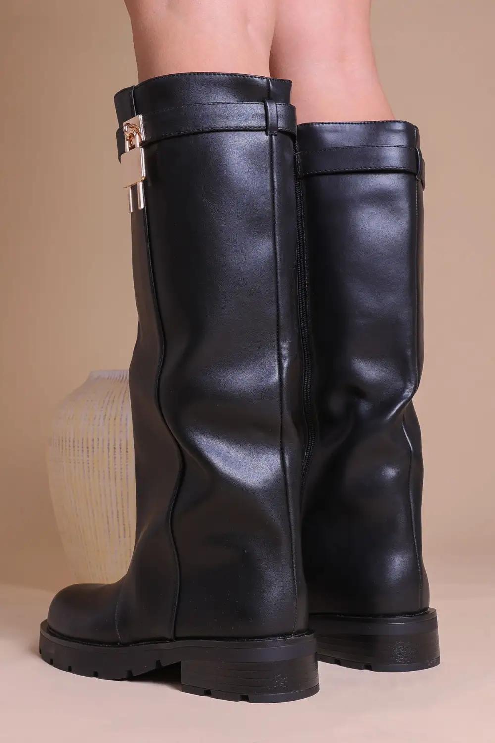 Narelle Chunky Boots with Lock Detail